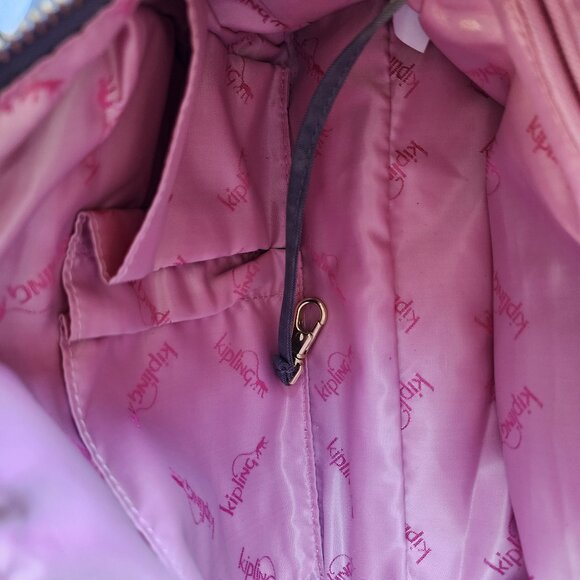 Kipling Special Edition Shoulder Bag- Grey / Pink Detail - Small/Medium Size - Picture 5 of 9